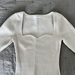 Babaton/ Aritzia Ivory Ribbed Blouse